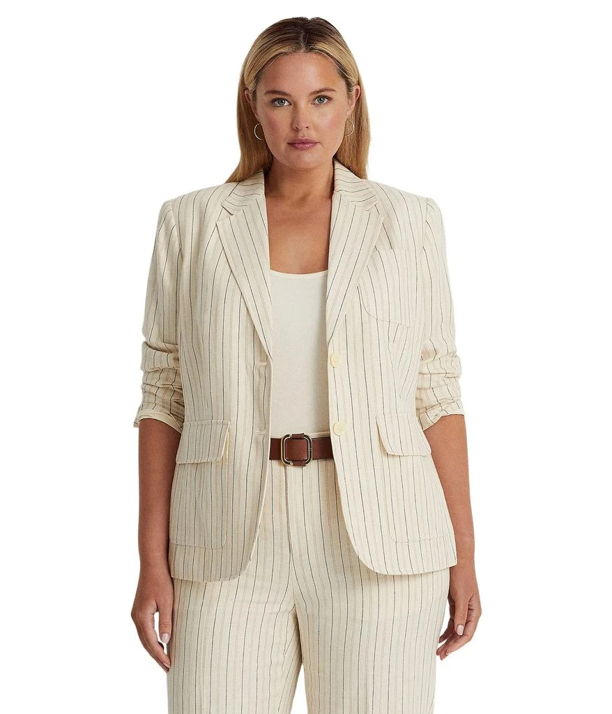 商品Ralph Lauren|Plus Size Striped Linen-Blend Twill Blazer,价格¥2566,第1张图片