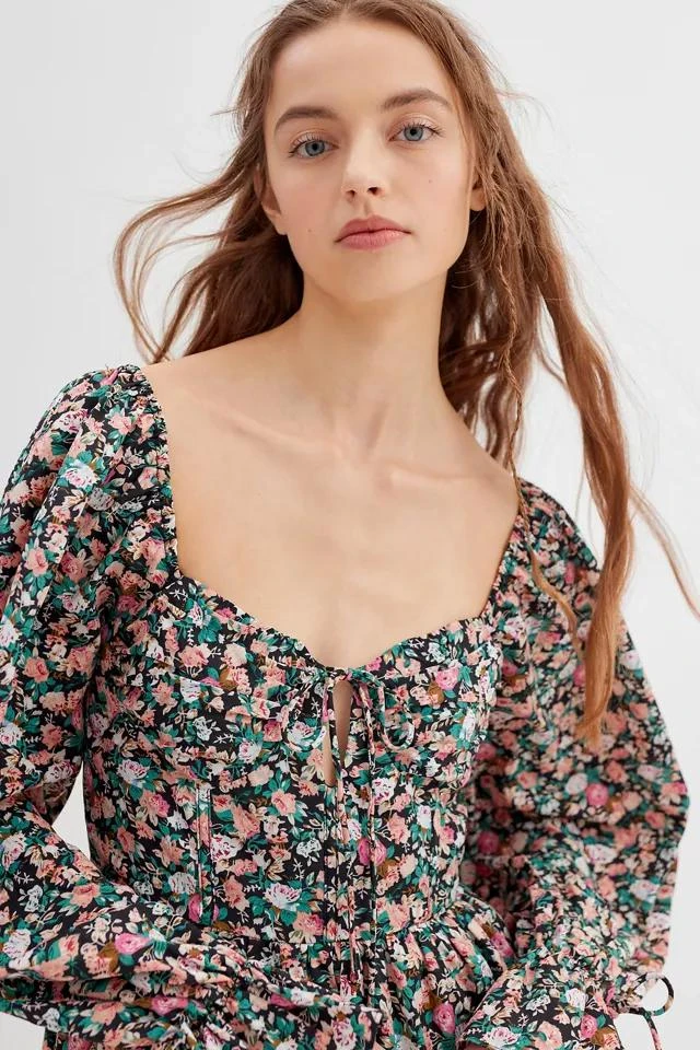 商品Kiss The Sky|Kiss The Sky Floral Long Sleeve Romper,价格¥303,第3张图片详细描述