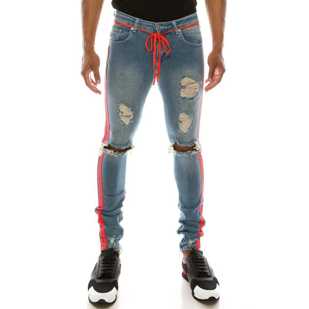 商品RON TOMSON|Men's Modern Side Stripe Thrashed Skinny Jeans,价格¥816,第1张图片