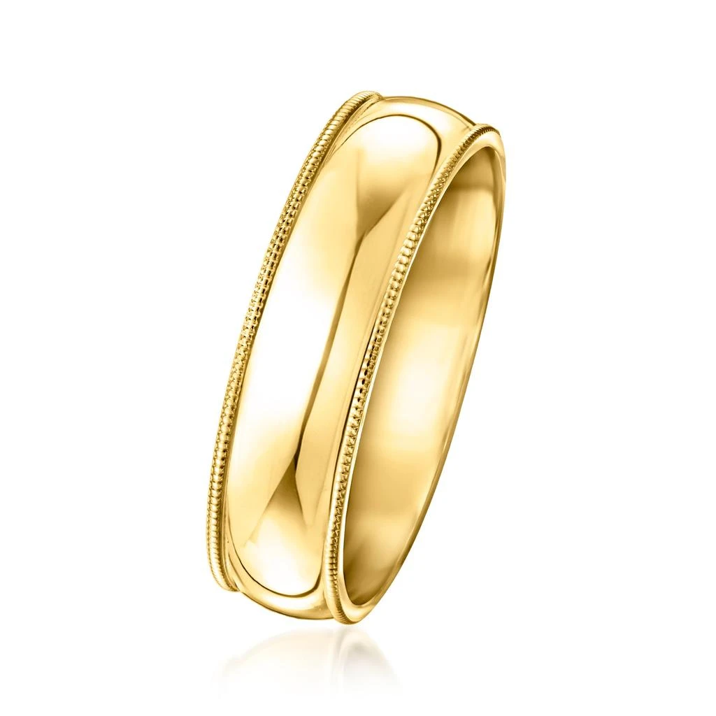 商品Ross-Simons|Men's 6mm 14kt Yellow Gold Milgrain Wedding Ring,价格¥10403,第2张图片详细描述