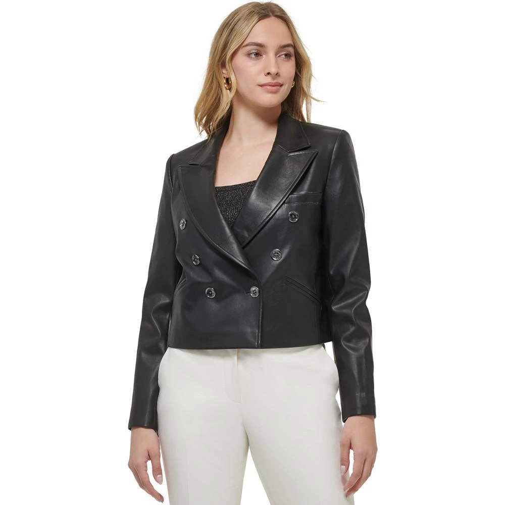 商品Tommy Hilfiger|Women's Cropped Faux-Leather Jacket,价格¥385,第1张图片