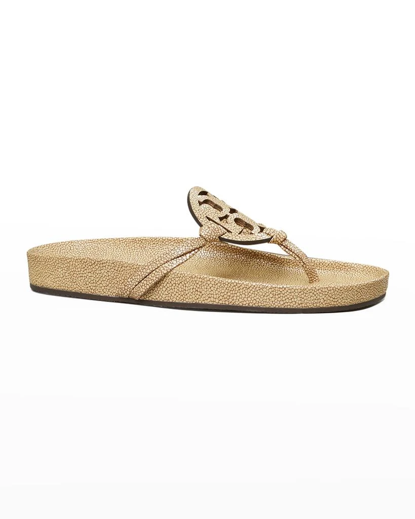 商品Tory Burch|Miller Cloud Calfskin Medallion Thong Sandals,价格¥588,第2张图片详细描述