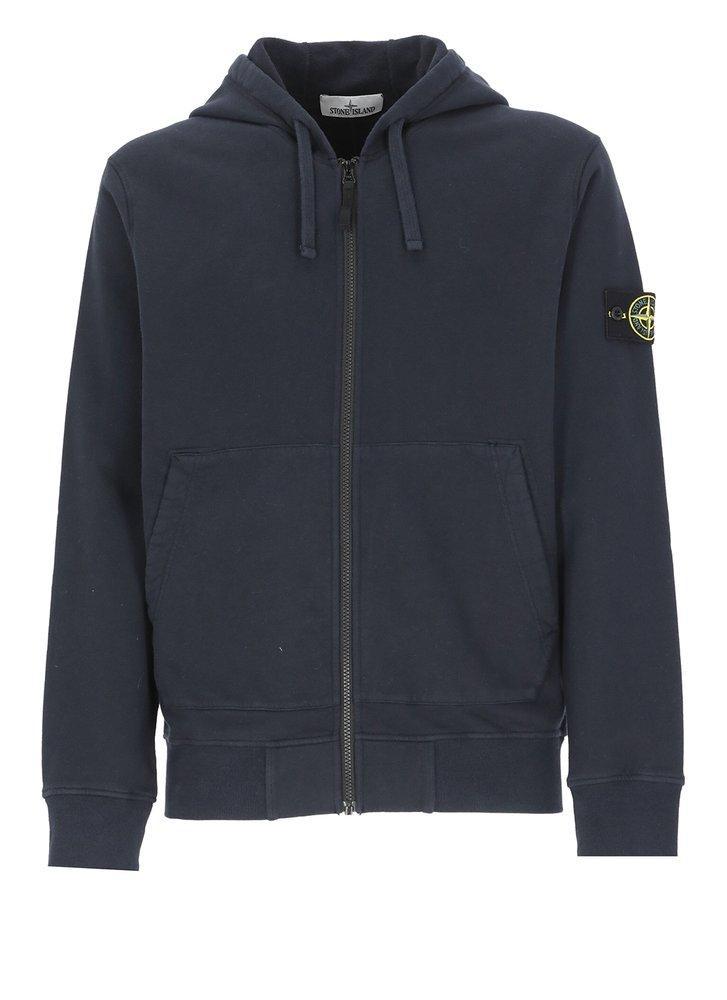 商品Stone Island|Stone Island Logo Patch Zipped Hoodie,价格¥2335,第1张图片