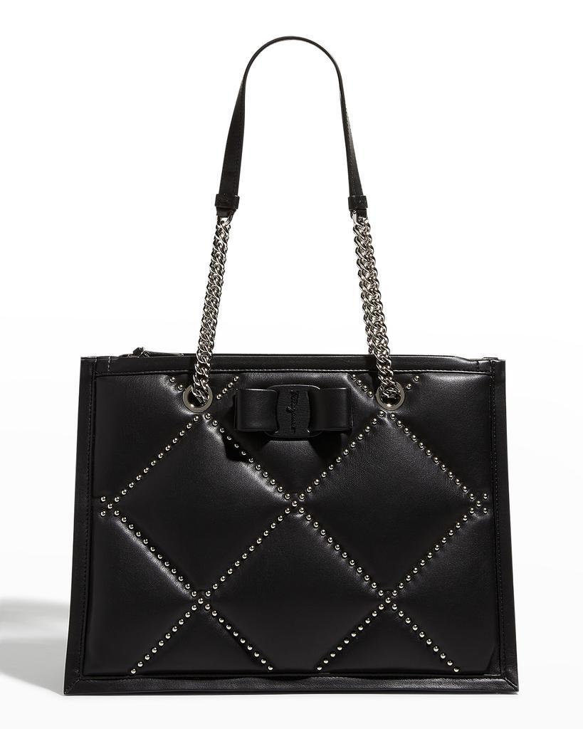 商品Salvatore Ferragamo|Viva Studded Quilt Leather Tote Bag,价格¥17559,第1张图片