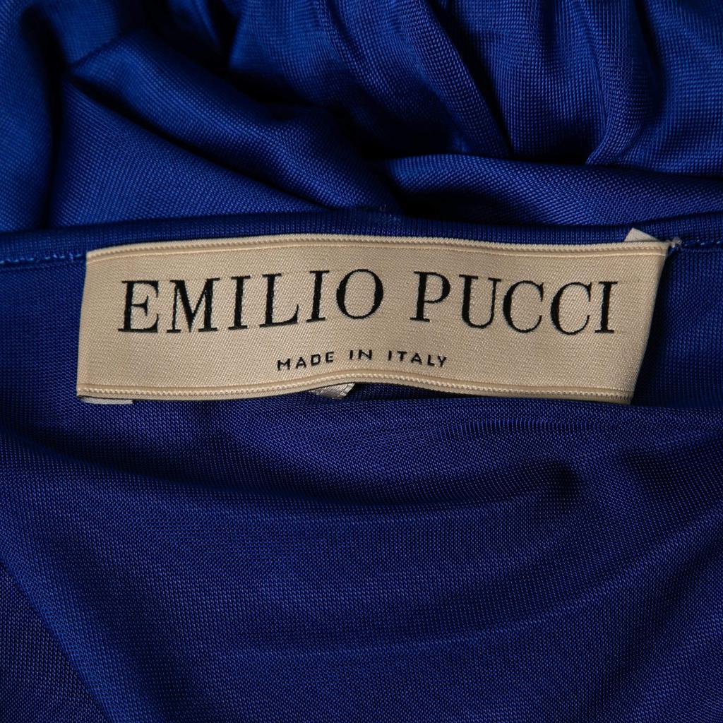 商品[二手商品] EMILIO PUCCI|Emilio Pucci Blue Jersey Wrap Effect Pleated Blouse M,价格¥2330,第7张图片详细描述