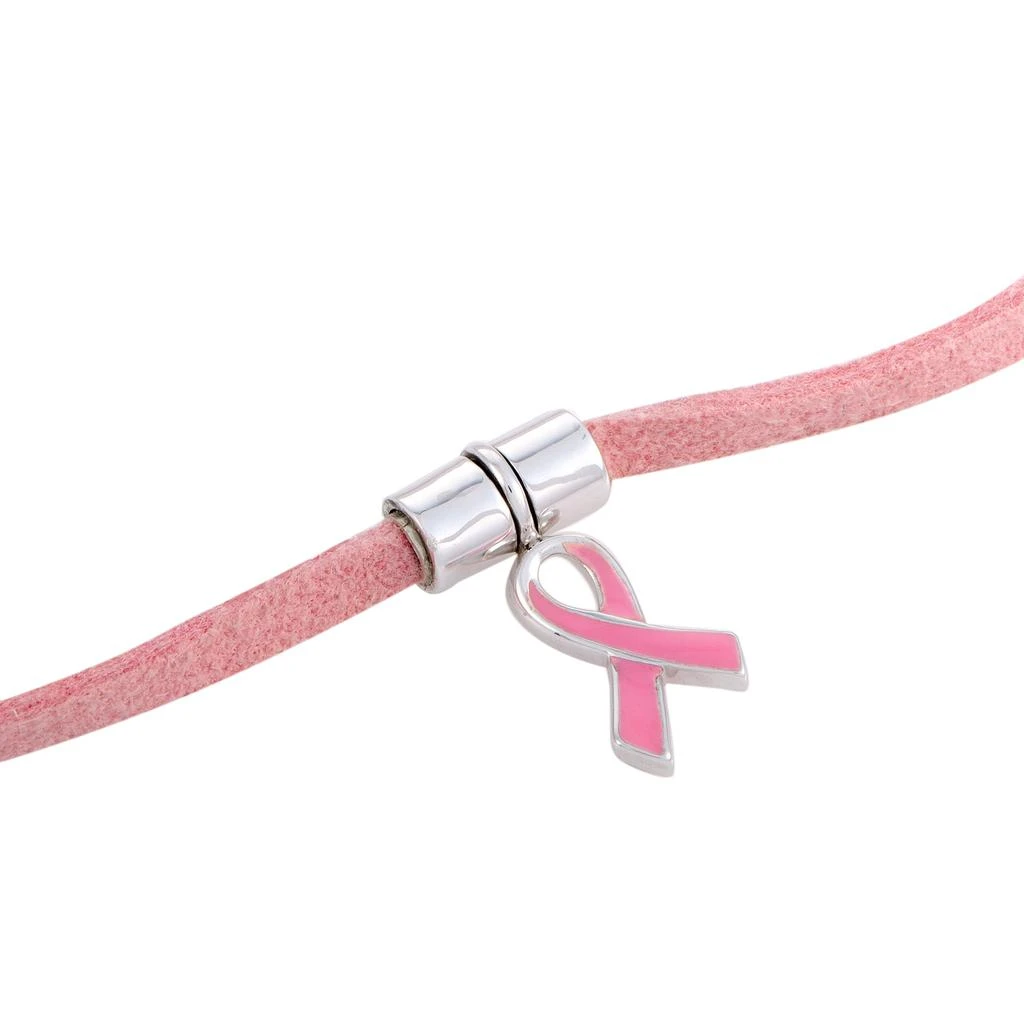 商品Movado|Movado Breast Cancer Awareness Sterling Silver and Enamel Circle Pink Leather Cord Necklace,价格¥331,第5张图片详细描述