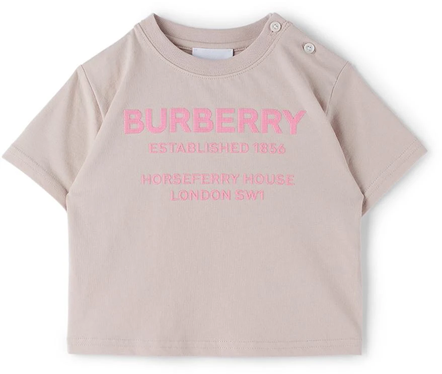 商品Burberry|粉色 Horseferry 婴儿 T 恤,价格¥617,第1张图片