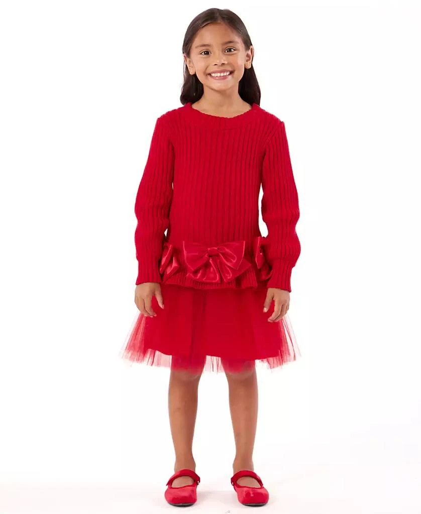 商品Bonnie Jean|Little Girls Rib Sweater Knit Dress,价格¥157,第4张图片详细描述