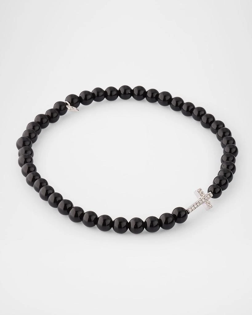 商品Sydney Evan|Men's 14K Gold Diamond Cross Black Onyx Beaded Bracelet,价格¥3744,第4张图片详细描述