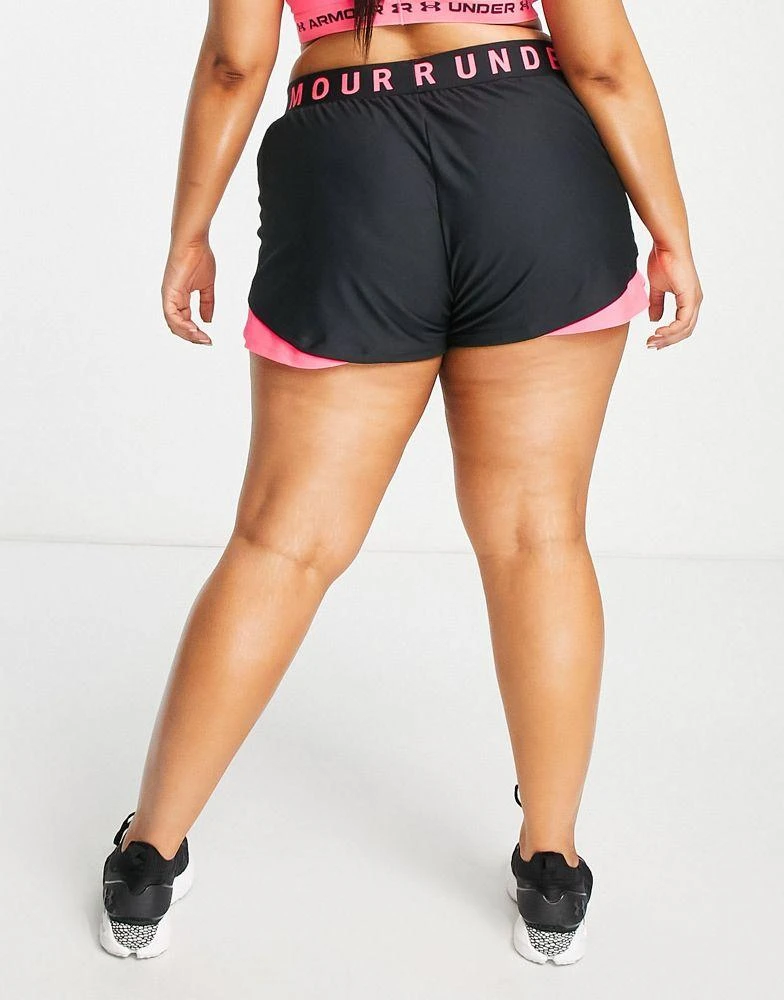 商品Under Armour|Under Armour Training Plus Play Up 3.0 shorts in black and pink,价格¥101,第3张图片详细描述