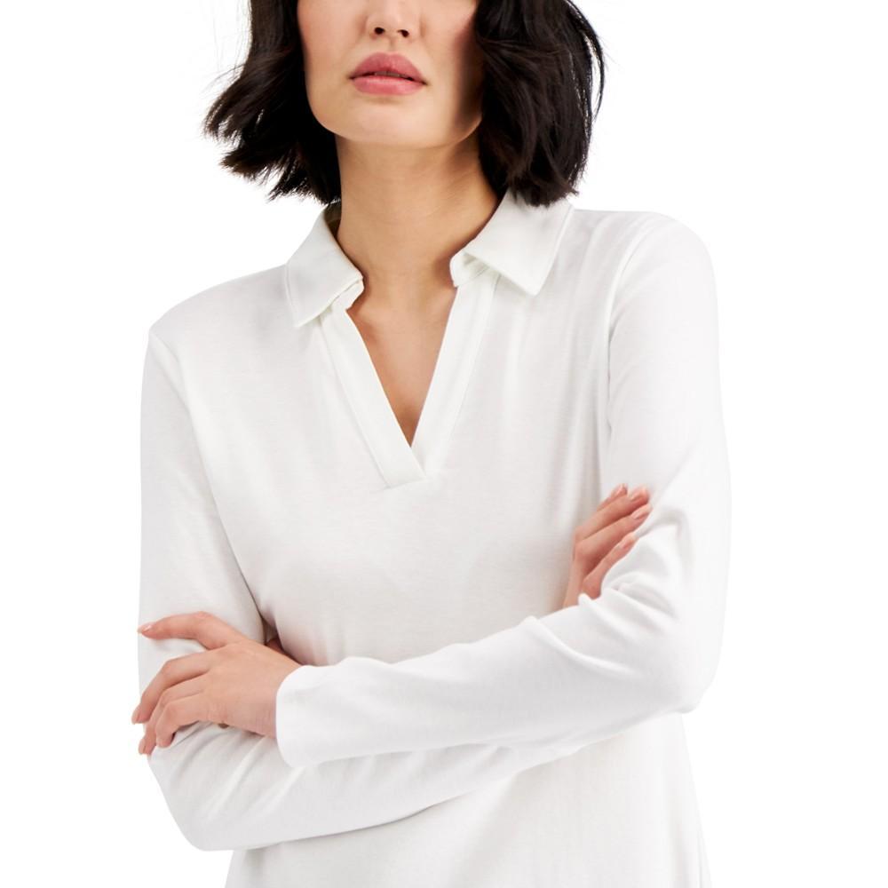 商品Charter Club|Women's Cotton Johnny Collar T-Shirt, Created for Macy's,价格¥149,第5张图片详细描述