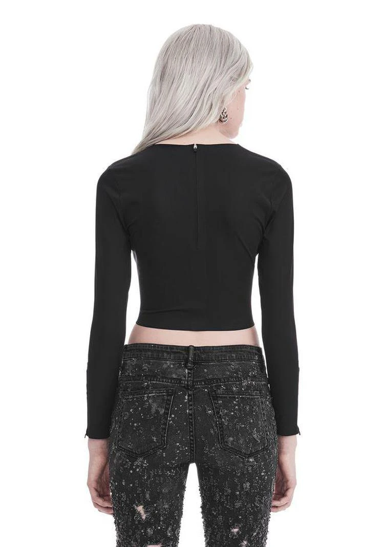 商品Alexander Wang|COMPACT STRETCH LONG SLEEVE CROPPED TOP,价格¥1091,第2张图片详细描述