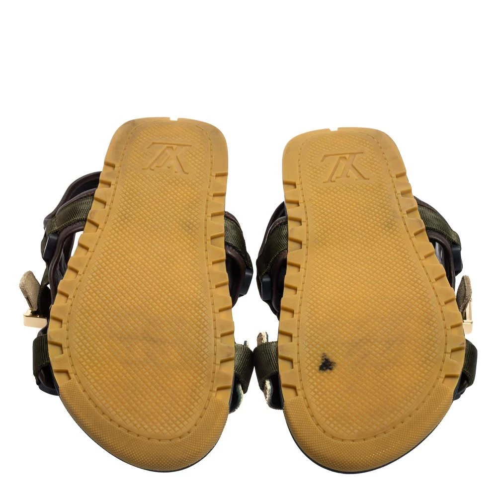 Louis Vuitton Green/Black Suede and Fabric Velcro Sandals Size 42 商品