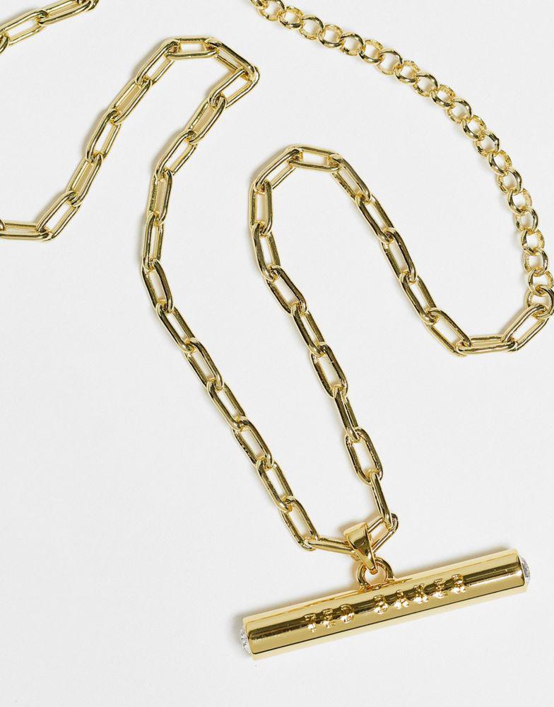 商品Ted Baker London|Ted Baker Tharaa logo t-bar necklace in gold,价格¥447,第1张图片
