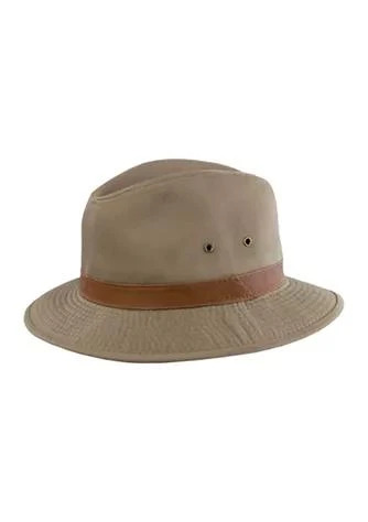 商品SCALA|Twill Safari Hat With Leather Band,价格¥488,第1张图片详细描述