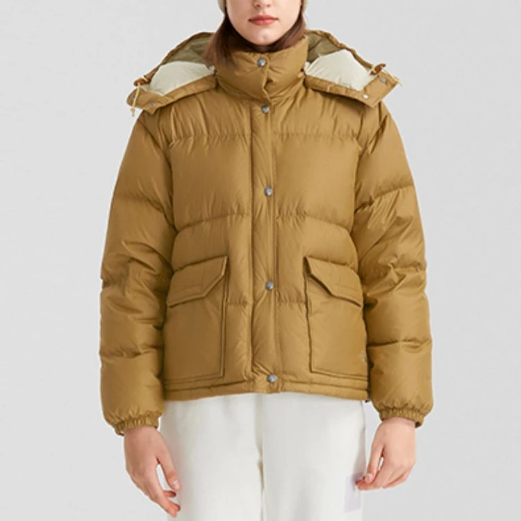 商品[国内直发] The North Face|北面 品牌Logo印花户外运动休闲连帽面包羽绒服 女款 卡其色,价格¥1963,第3张图片详细描述