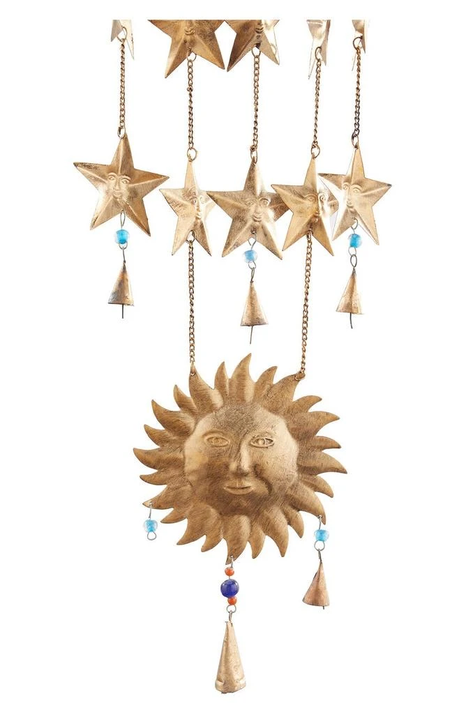 商品GINGER BIRCH STUDIO|Goldtone Metal Moon & Sun Windchime with Glass Beads & Cone Bells,价格¥205,第3张图片详细描述