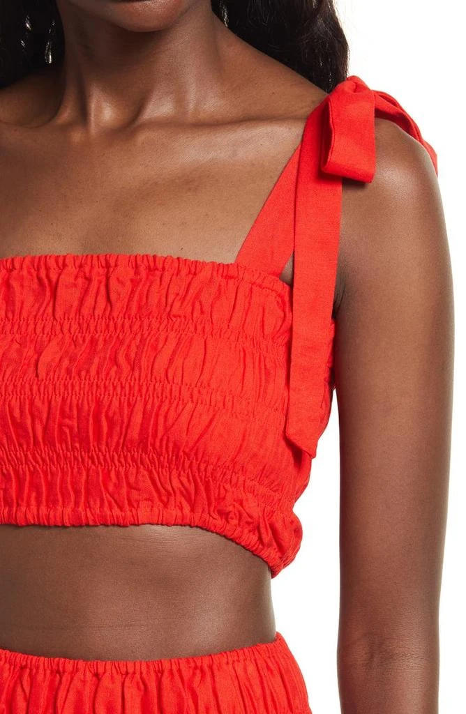 商品Charlie Holiday|Marsha Smocked Linen & Cotton Crop Top,价格¥149,第4张图片详细描述