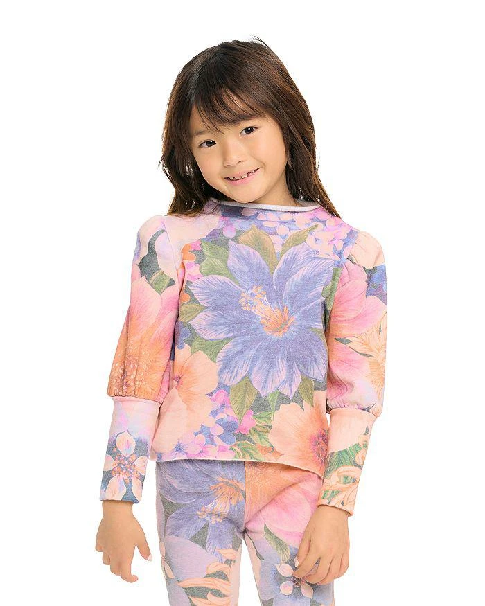 商品Chaser|Girls' Puff Sleeve Floral Sweatshirt - Little Kid,价格¥312,第1张图片