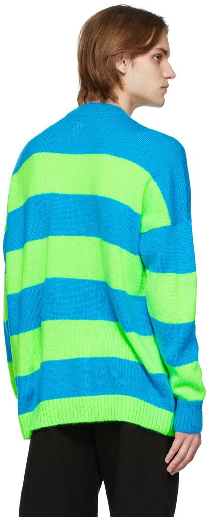 Blue & Green Striped Patchpocket Sweater商品第3张图片规格展示