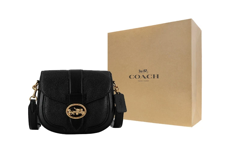 商品[国内直发] Coach|蔻驰 Georgie 21 马车扣可拆卸肩带 皮革 酒神包腋下包马鞍包单肩斜挎包 小号 女款 黑色,价格¥1592,第7张图片详细描述