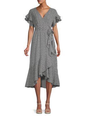 商品Max Studio|Print Ruffle Wrap Dress,价格¥223-¥298,第3张图片详细描述