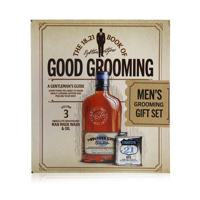 商品18.21 Man Made|18.21 Man Made 早安男士礼盒套装3：桃花心木洗发沐浴露 532ml + 润肤油 60ml 2pcs,价格¥387,第1张图片