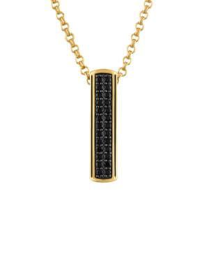 14K Goldplated Sterling Silver & Black Sapphire Vertical Bar Pendant Necklace商品第1张图片规格展示