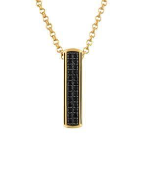 商品Esquire Men's Jewelry|14K Goldplated Sterling Silver & Black Sapphire Vertical Bar Pendant Necklace,价格¥1889,第1张图片