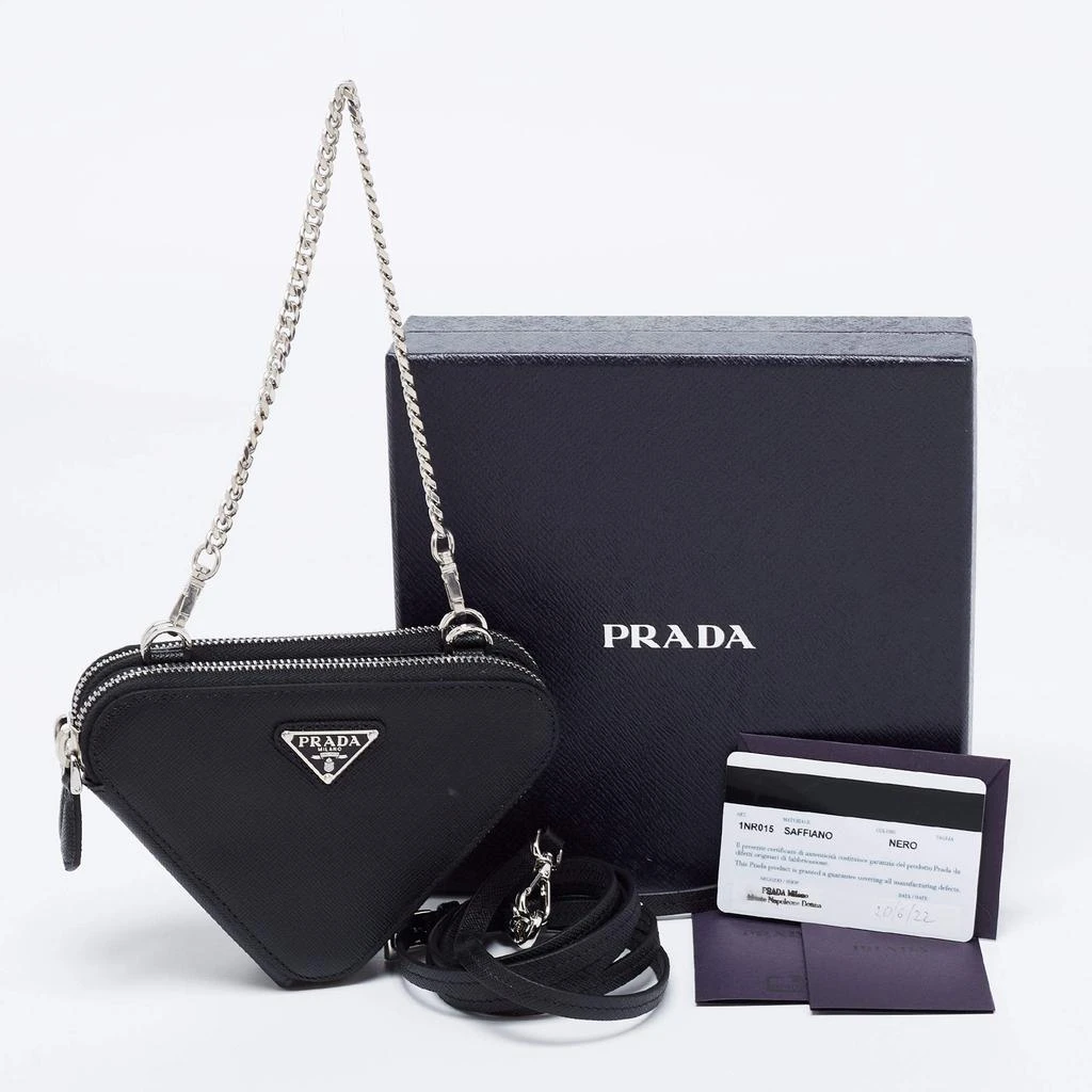 Prada Black Saffiano Leather Mini Triangular Pouch Bag 商品