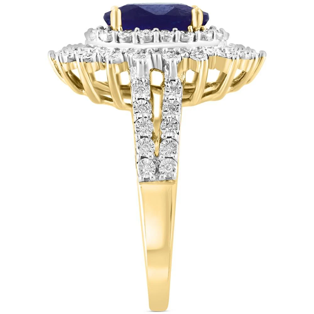 商品Effy|EFFY® Sapphire (1-7/8 ct. t.w.) & Diamond (1/4 ct. t.w.) Halo Ring in 14k Two-Tone Gold,价格¥22424,第5张图片详细描述