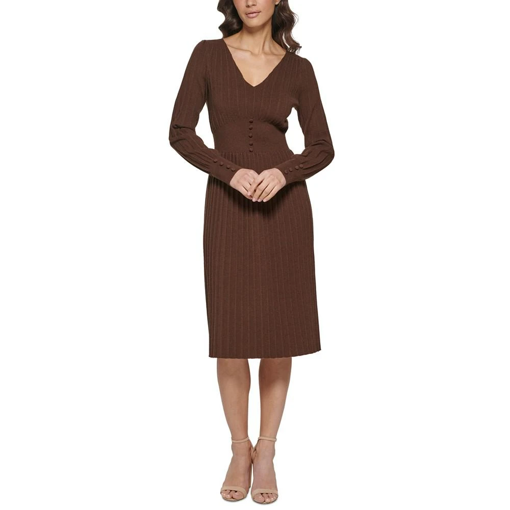 商品Kensie|Women's Pintuck Long-Sleeve Sweater Knit Dress,价格¥596,第1张图片