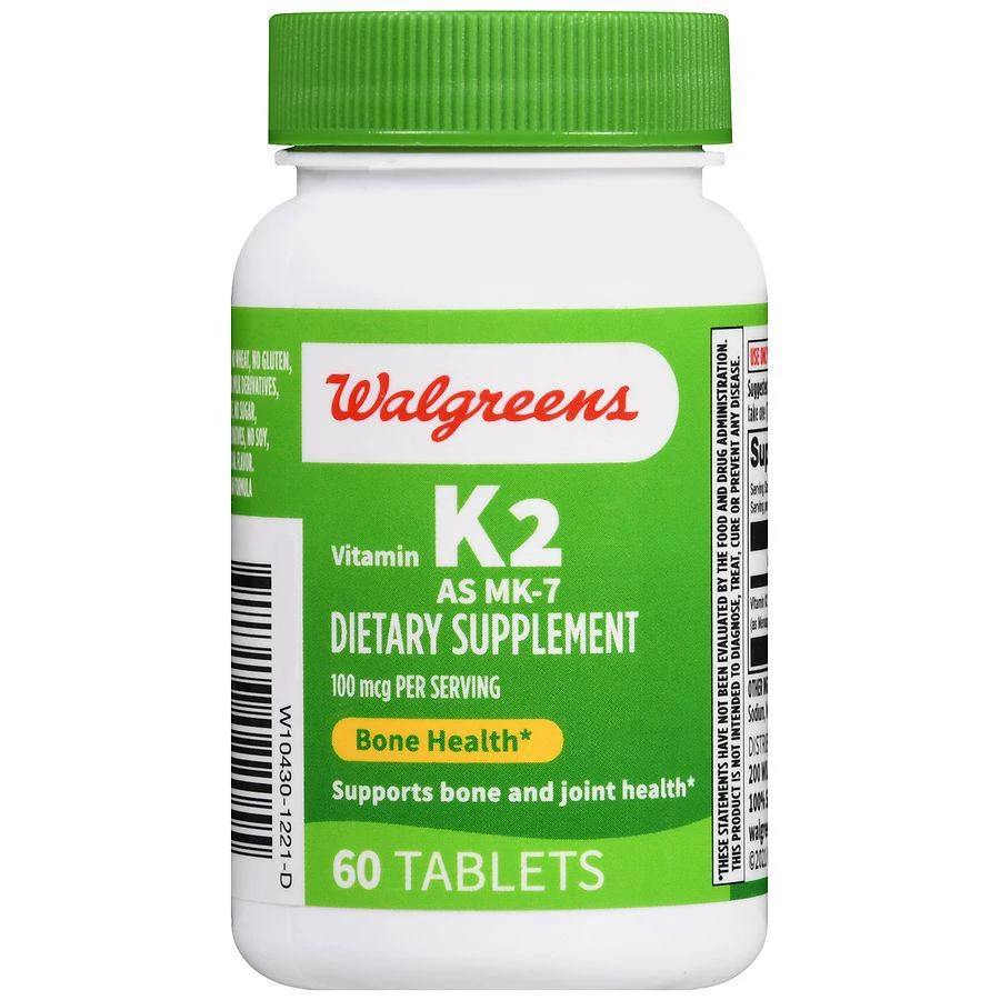 商品Walgreens|Vitamin K2 As MK-7 100 mcg Tablets,价格¥104,第2张图片详细描述