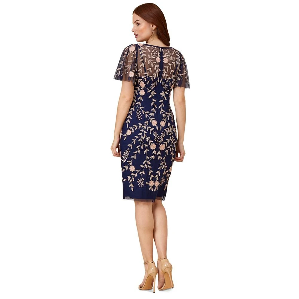 商品Adrianna Papell|Embellished Flutter-Sleeve Sheath Dress,价格¥1864,第2张图片详细描述