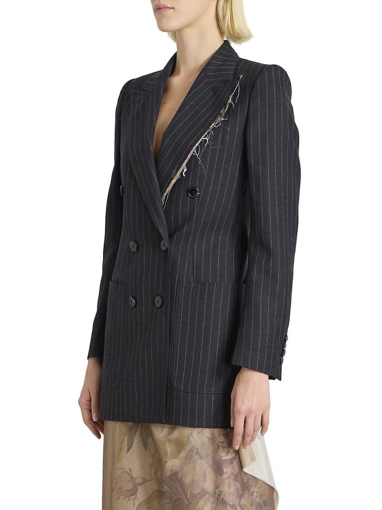 Bylee Double-Breasted Pin-Stripe Wool-Blend Blazer商品第4张图片规格展示