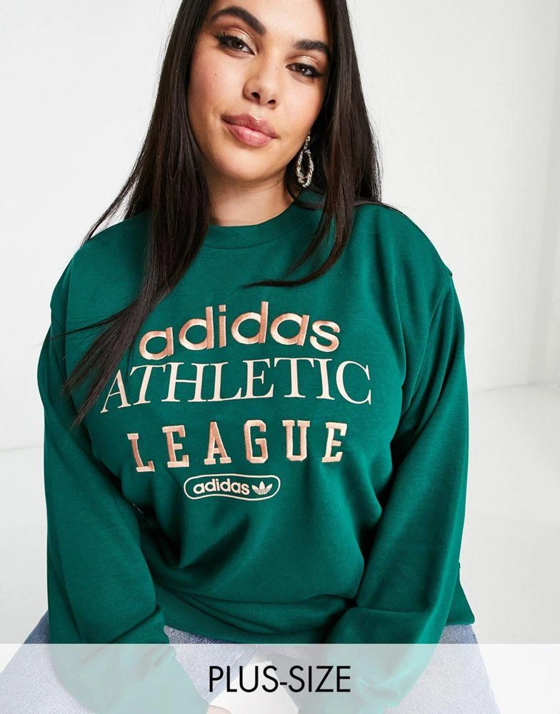 商品Adidas|adidas Originals 'Retro Luxury' Plus slogan sweat in green,价格¥478,第1张图片
