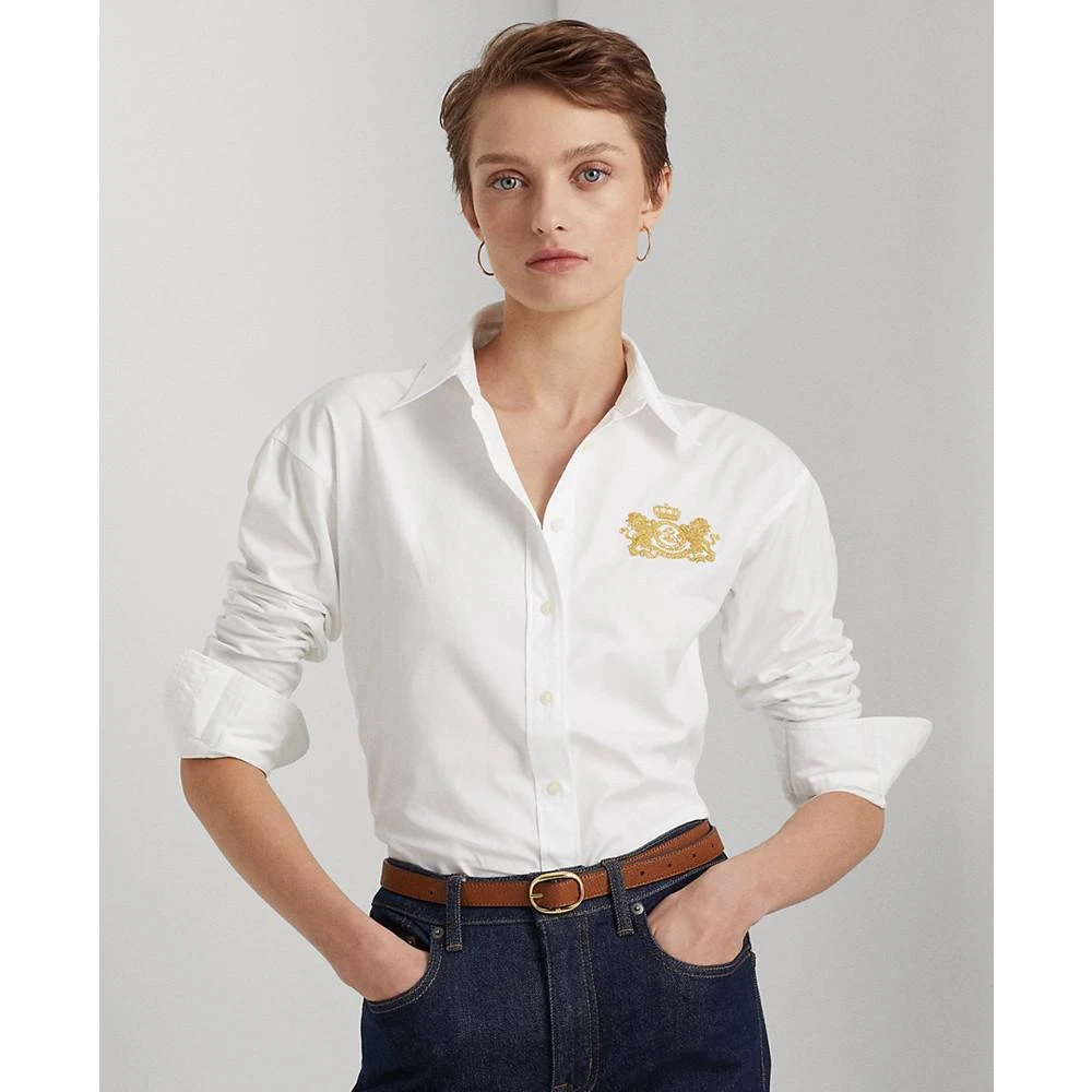 商品Ralph Lauren|Women's Long Sleeve Lion Crest Twill Shirt,价格¥517,第1张图片