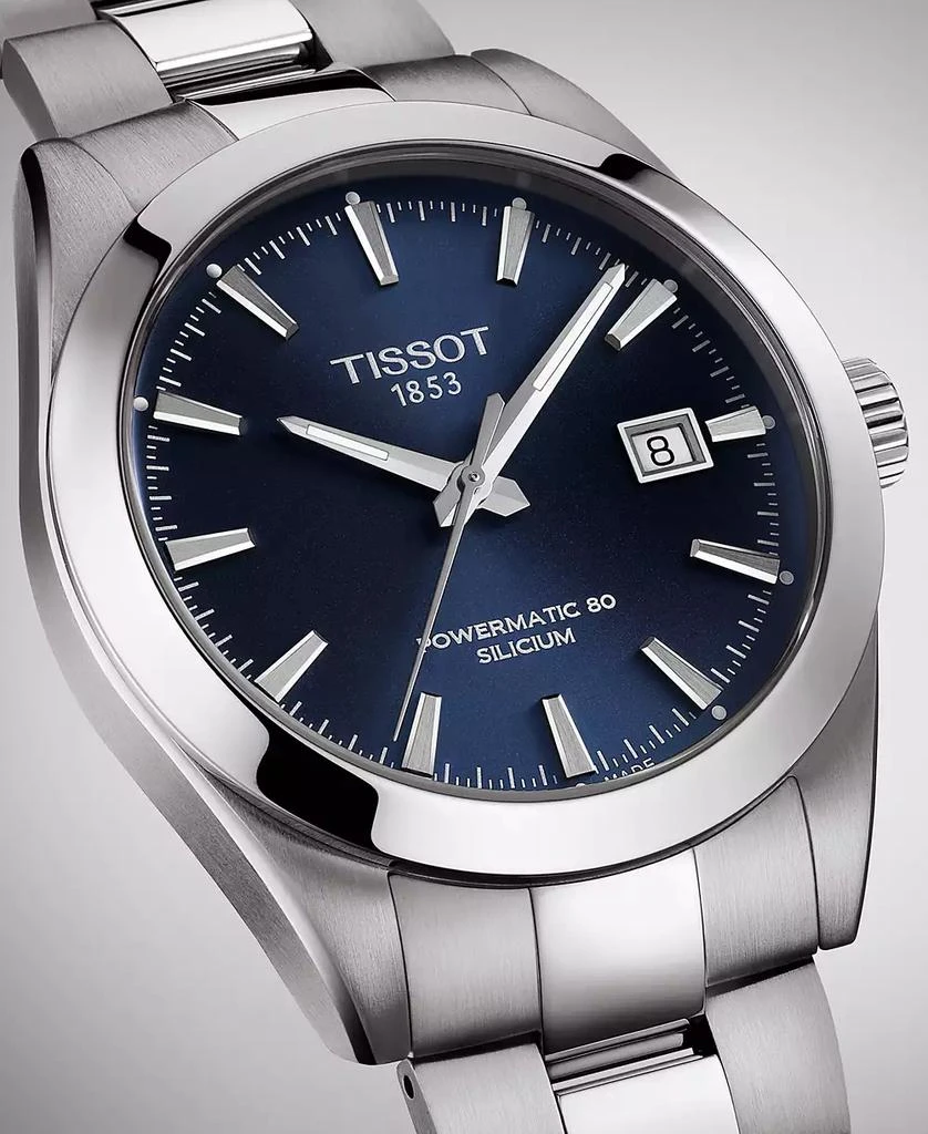 商品Tissot|Men's Swiss Automatic T-Classic Gentleman Powermatic 80 Silicium Stainless Steel Bracelet Watch 40mm,价格¥6247,第2张图片详细描述