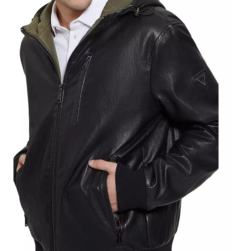 商品GUESS|Men's Gary Faux Leather Hooded Jacket,价格¥513,第4张图片详细描述