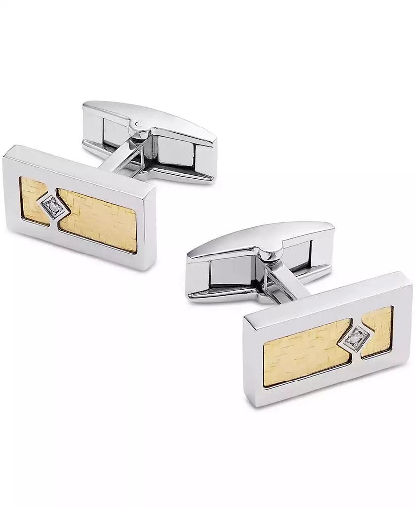 商品Macy's|Men's Diamond Accent Cufflinks in Stainless Steel with 18k Gold Inlay,价格¥656,第1张图片