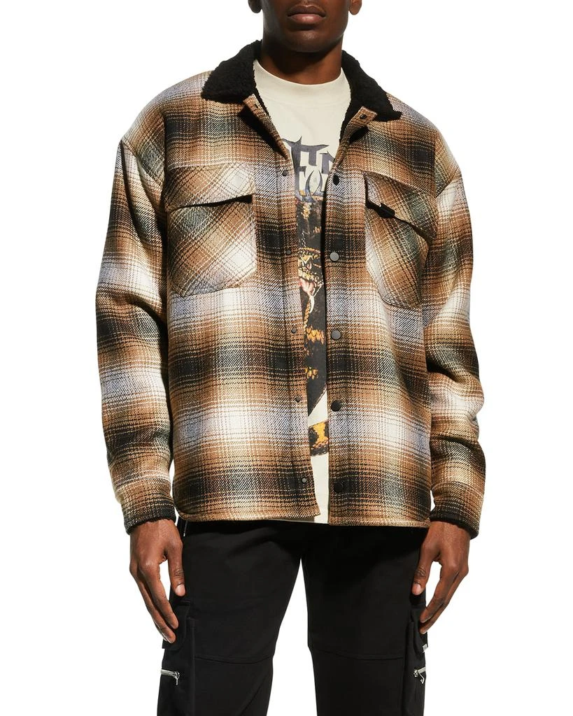 商品Represent|Men's Plaid Sherpa-Collar Shirt Jacket,价格¥964,第1张图片