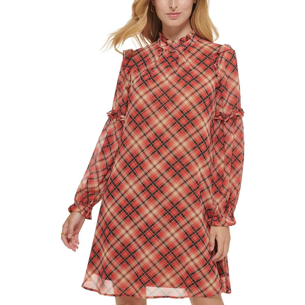 商品Tommy Hilfiger|Women's Plaid Ruffled Shift Dress,价格¥351,第3张图片详细描述
