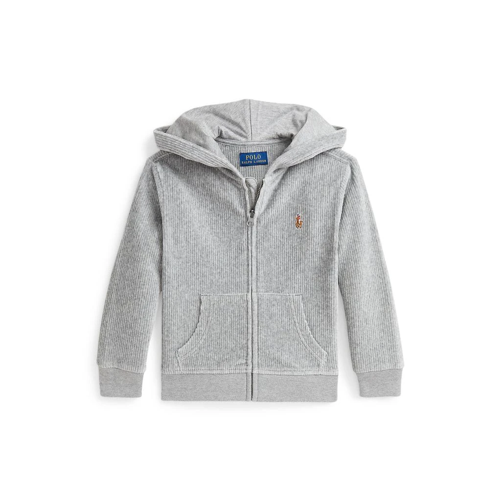 商品Ralph Lauren|Knit Corduroy Full Zip Hoodie (Toddler/Little Kid),价格¥421,第1张图片