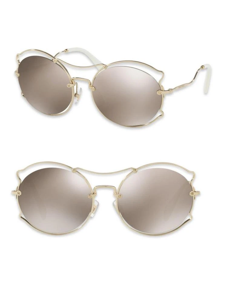 商品Miu Miu|57MM Wire-Trim Mirrored Round Sunglasses,价格¥1591,第1张图片