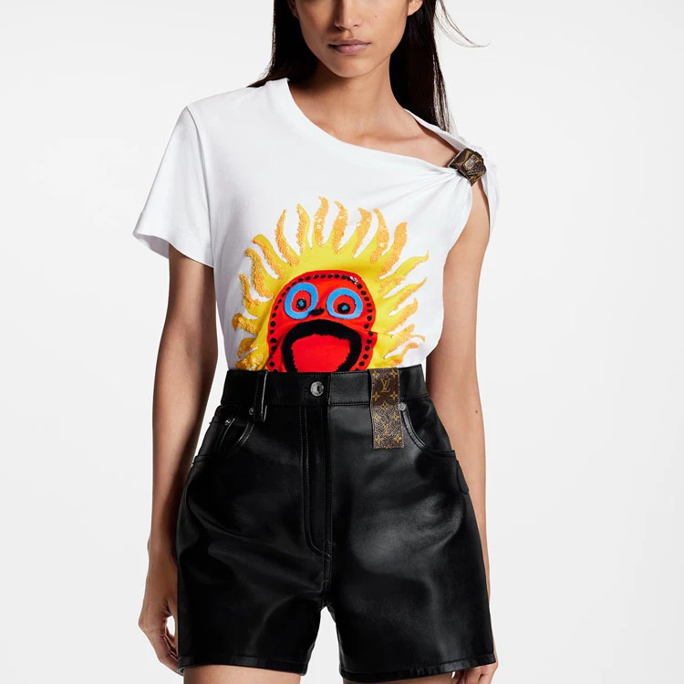 商品[国内直发] Louis Vuitton|/路易威登 x Yayoi Kusama 草间弥生 联名款 SS23 太阳徽章套头搭扣短袖T恤 女款 白色,价格¥5336,第5张图片详细描述