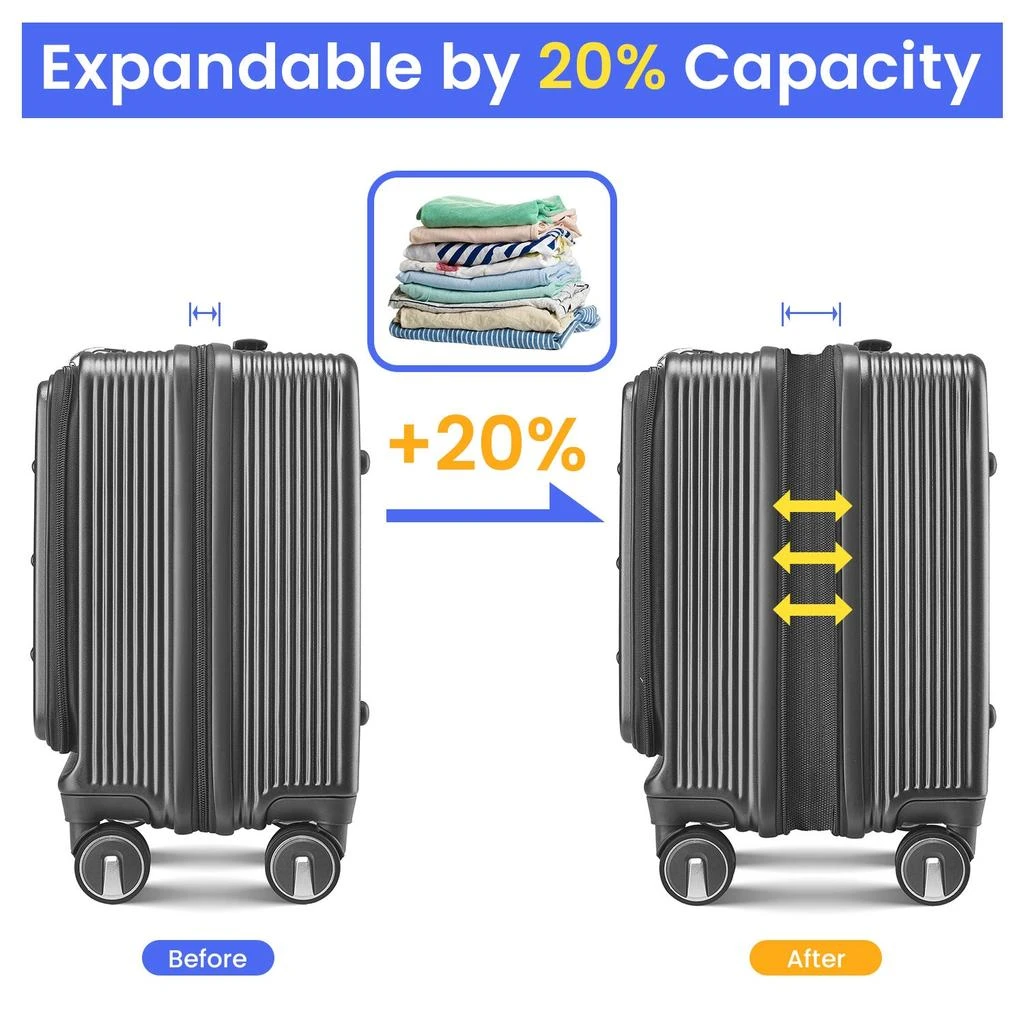 商品Streamdale Furniture|Streamdale 18" Carry On Luggage with Front Open Door &Laptop Interlayer,价格¥1020,第4张图片详细描述