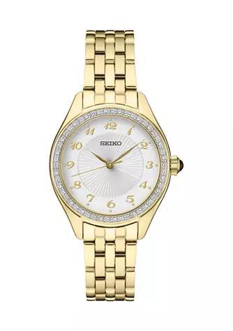 商品Seiko|Women's Seiko Crystals Yellow Gold Tone Stainless Steel Quartz Watch,价格¥1935,第1张图片