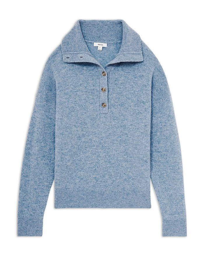 Ava Wool Blend Open Neck Button Knit Sweater 商品