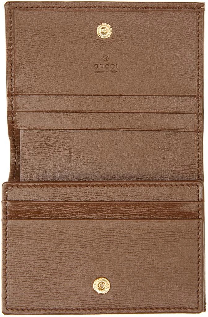 商品Gucci|Beige & Brown GG 'Gucci 1955' Horsebit Card Holder Wallet,价格¥4162,第3张图片详细描述