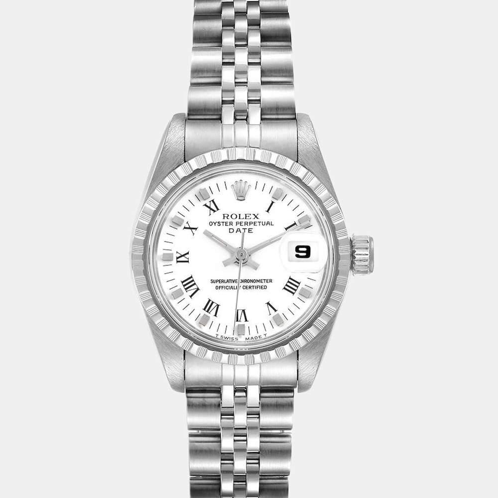 Rolex White Stainless Steel Oyster Perpetual Date 69240 Women's Wristwatch 26 mm商品第1张图片规格展示